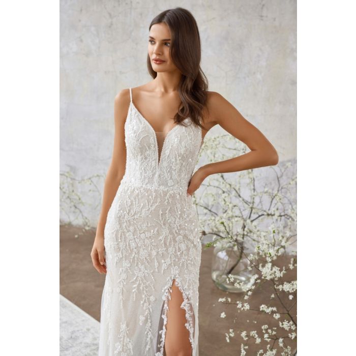 Brautkleid mit hohem Schlitz,beige/ivory