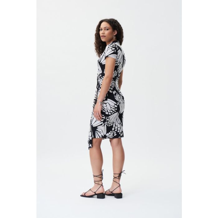 Wickelkleid, black/beige/cream