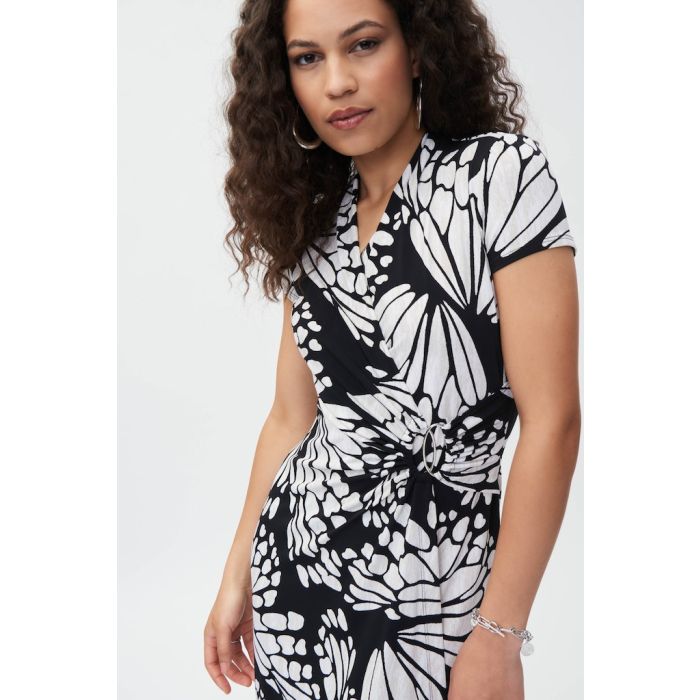 Wickelkleid, black/beige/cream