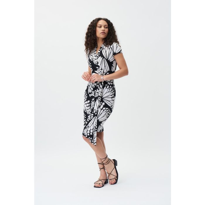Wickelkleid, black/beige/cream