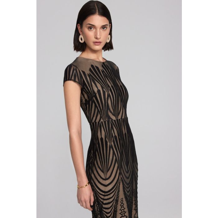 Abendkleid mit Spitze, black/nude