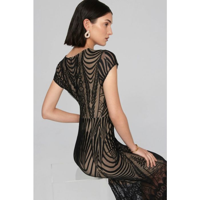 Abendkleid mit Spitze, black/nude