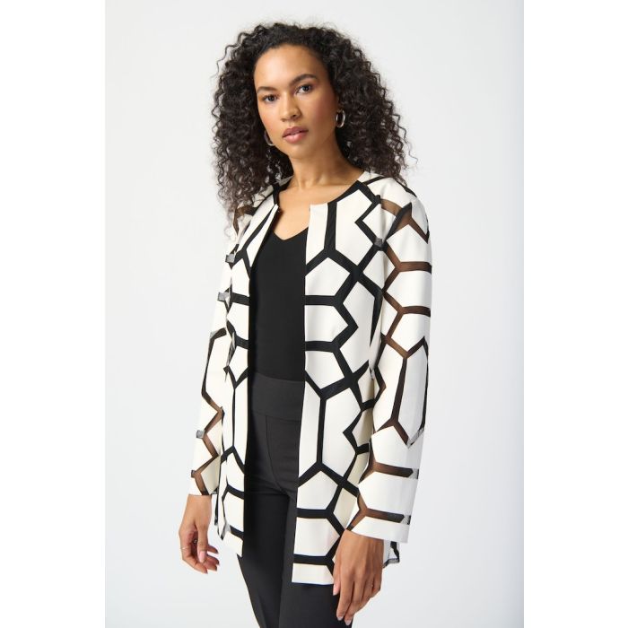 Mesh-Jacke aus Lederimitat, vanilla/black