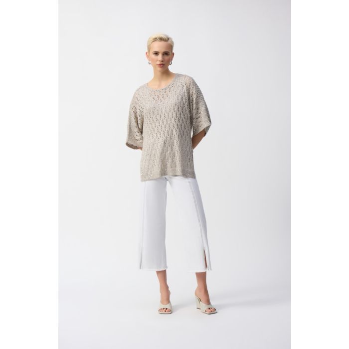 Pointelle-Pullover, champagner