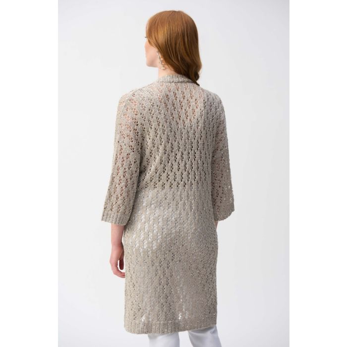 Pointelle-Strickjacke, champagne