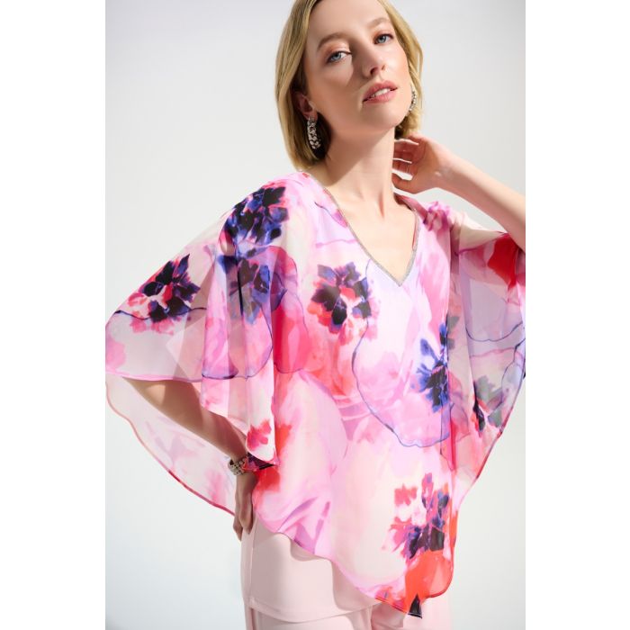 Da-Bluse mit Überwurf, altrose/multi