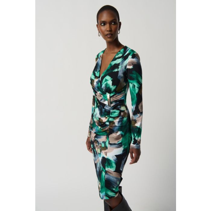 Jerseykleid mit Arm, schwarz/multi