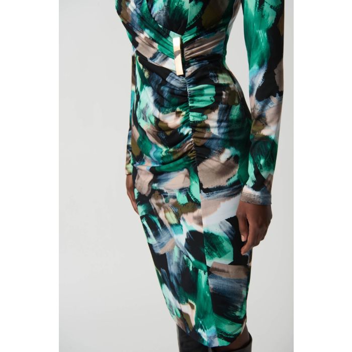 Jerseykleid mit Arm, schwarz/multi
