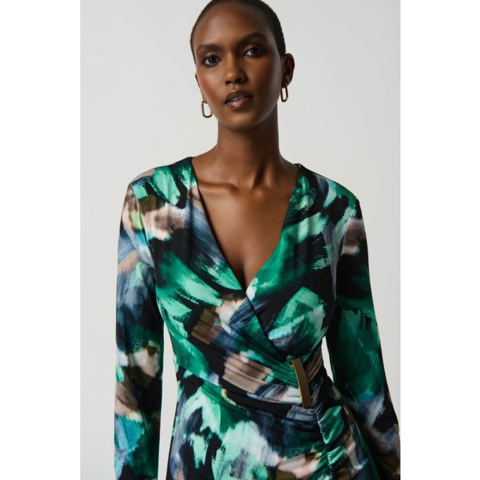 Jerseykleid mit Arm, schwarz/multi