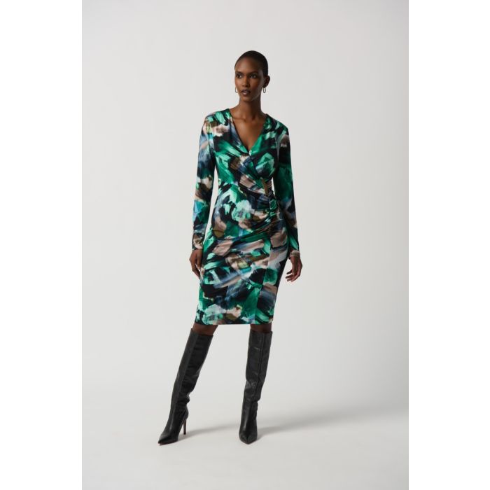 Jerseykleid mit Arm, schwarz/multi