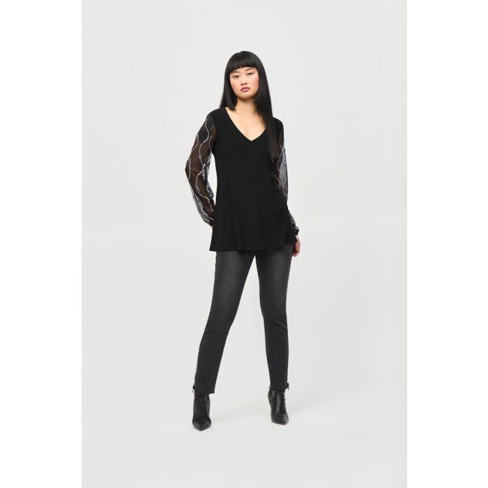 Tunika mit Perlen, black