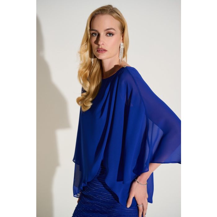 Etuikleid mit Chiffonüberwurf, saphire royal