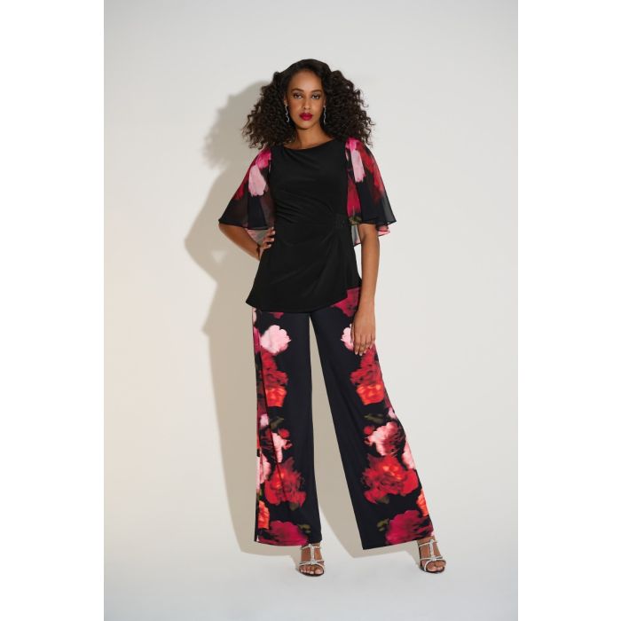 Shirt mit Chiffonarm, black/multi