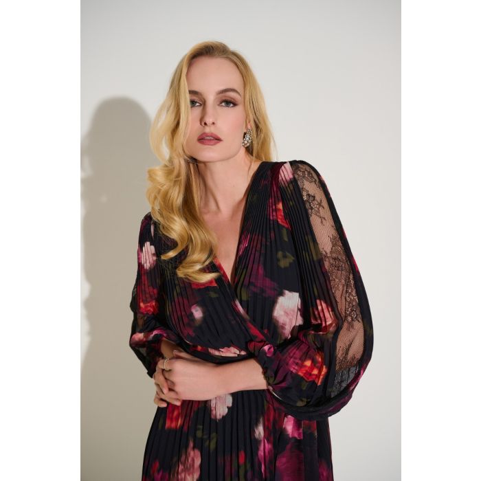 Plisseekleid, black/multi