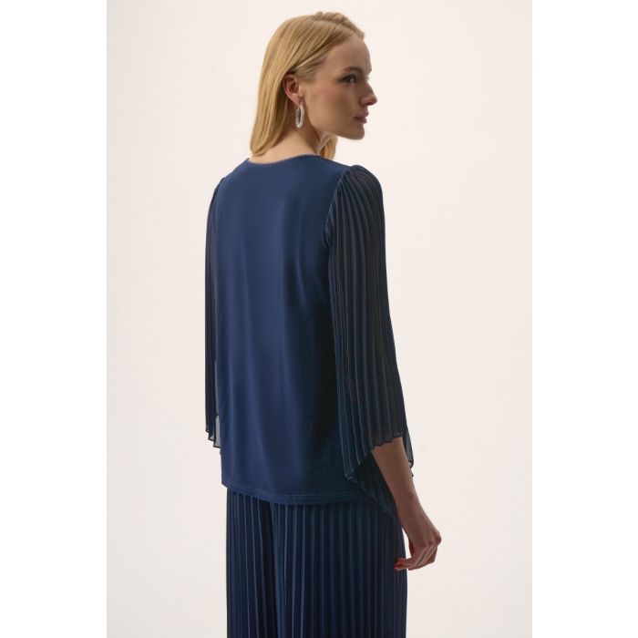 Da-Shirt mit Plisseearm, midnight blue