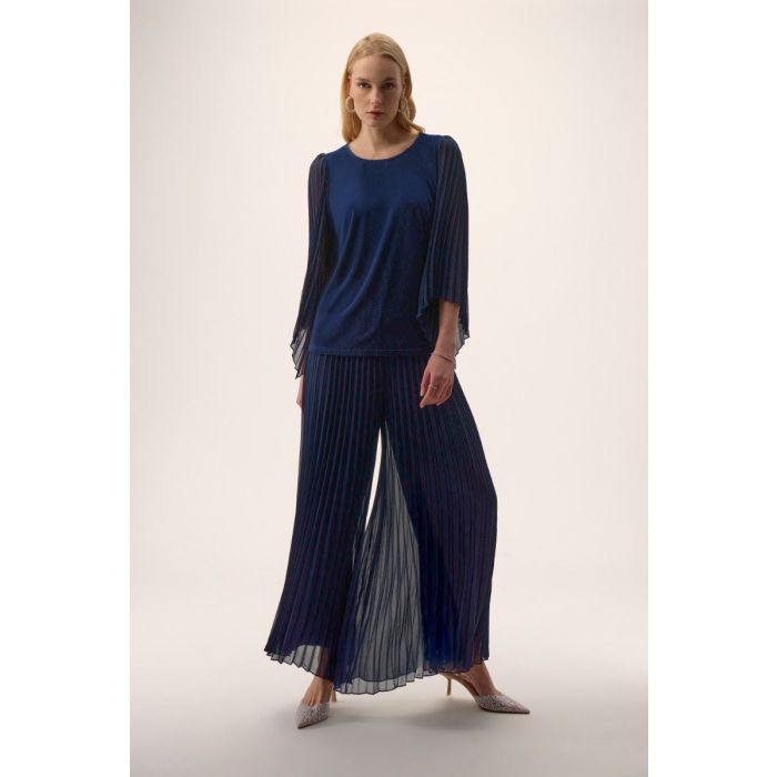 Da-Shirt mit Plisseearm, midnight blue