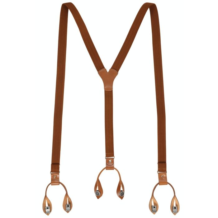 Hosenträger, Leder/Knöpfe, cognac