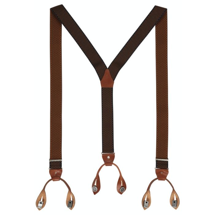 Hosenträger, Leder/Knöpfe, cognac/blue
