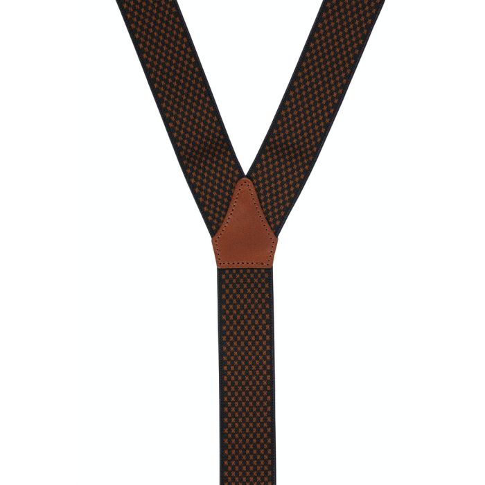 Hosenträger, Leder/Knöpfe, cognac/blue
