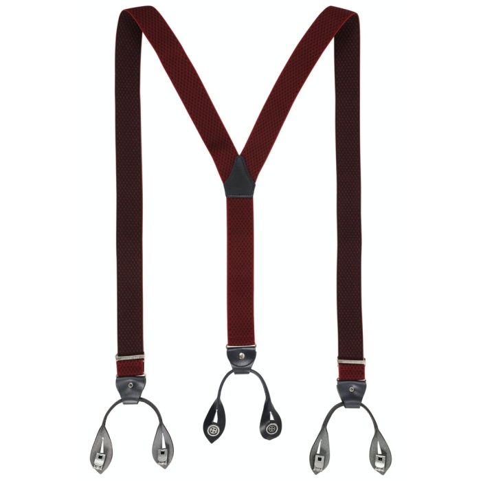 Hosenträger, Leder/Knöpfe, red/blue