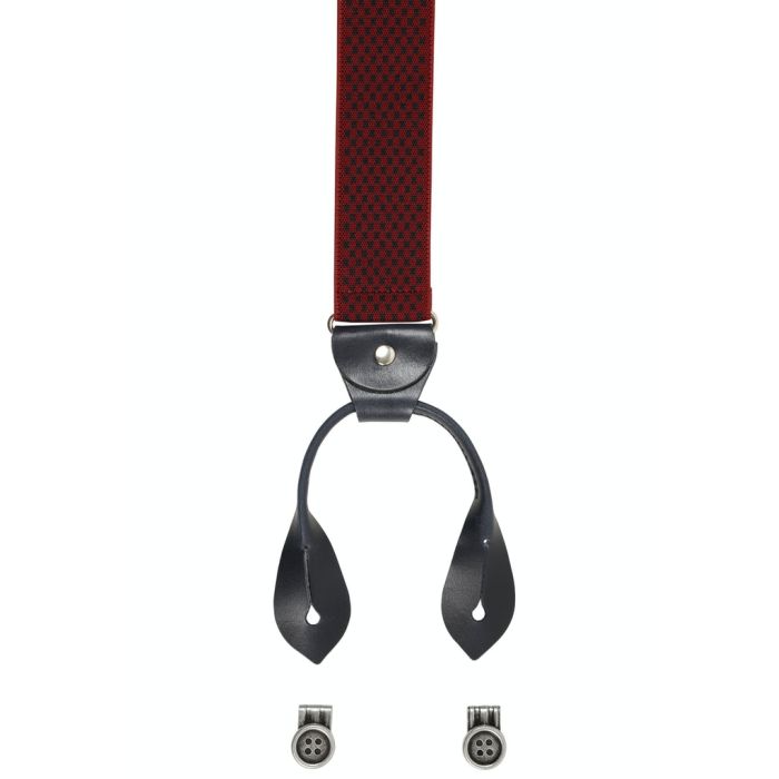 Hosenträger, Leder/Knöpfe, red/blue