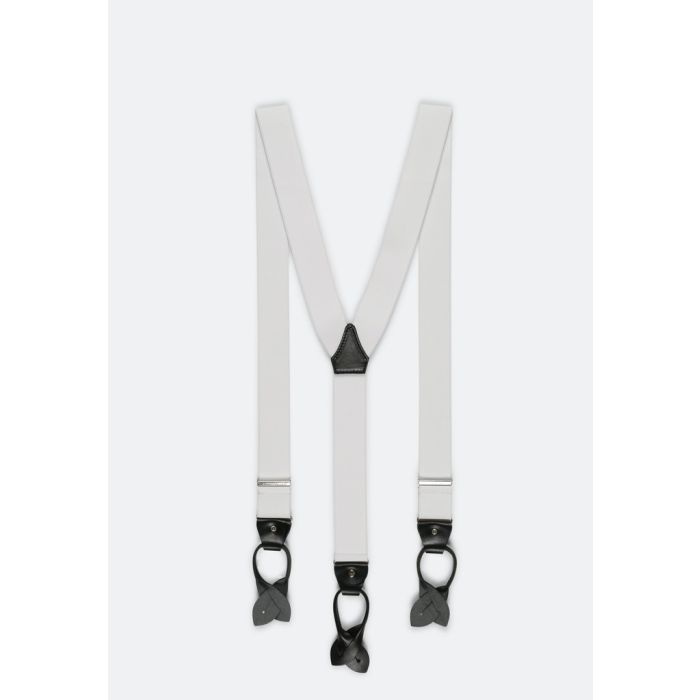 Hosenträger, Leder/Knöpfe, white/black