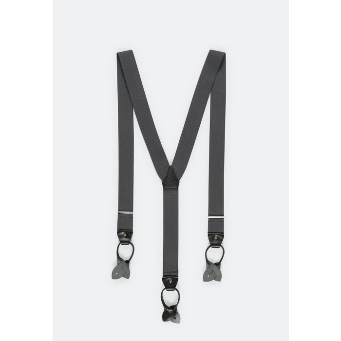 Hosenträger, Leder/Knöpfe, grey/black