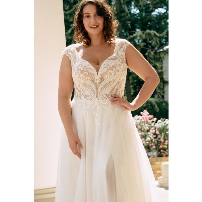Brautkleid mit floraler Spitze,beige/ivory