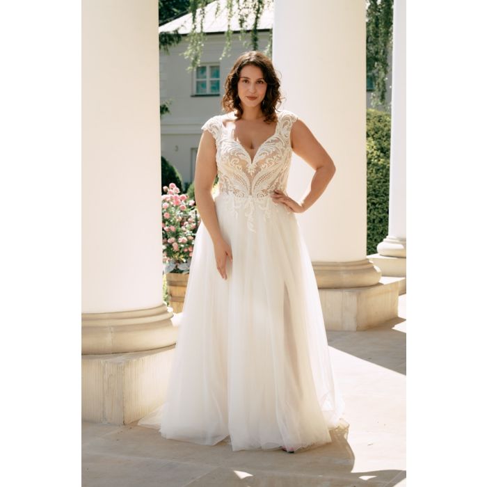 Brautkleid mit floraler Spitze,beige/ivory