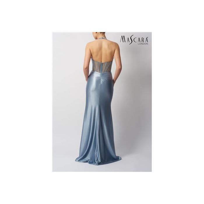 Neckholderkleid, steelblue
