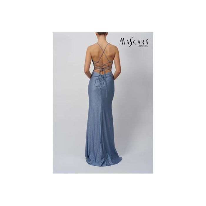 Abendkleid mit Schnürung, steel blue