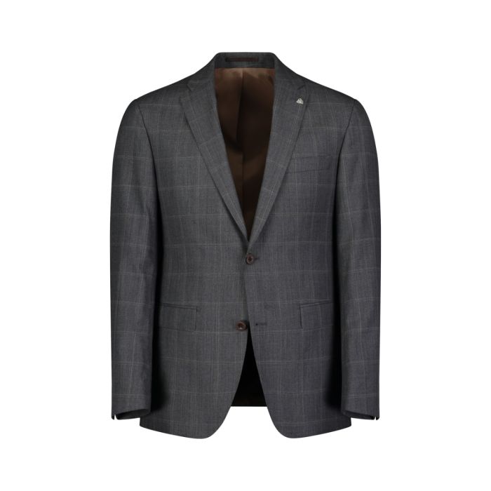 Anzug, medium grey/check bordeaux