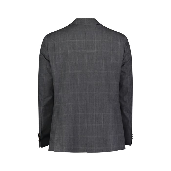 Anzug, medium grey/check bordeaux