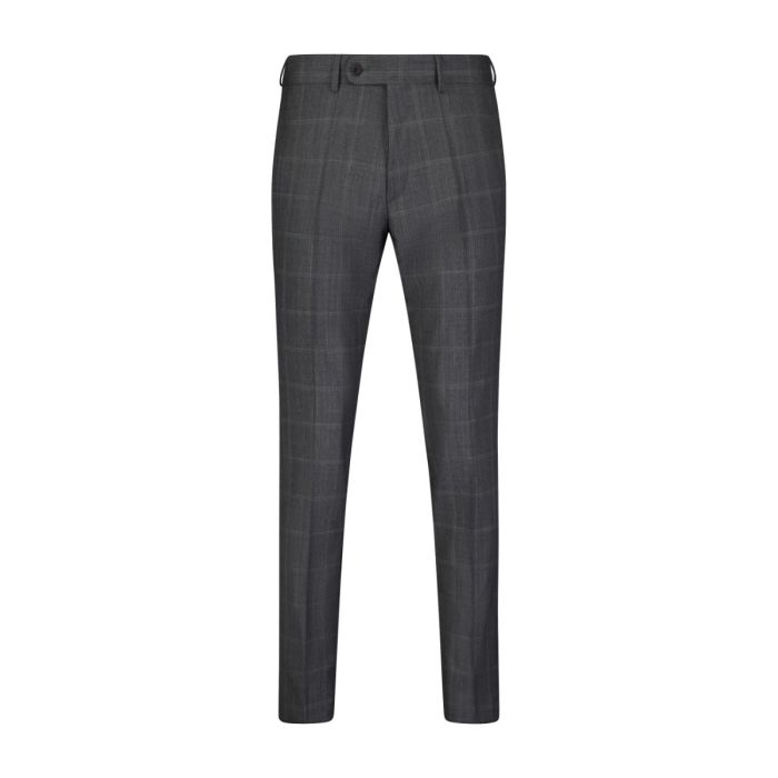 Anzug, medium grey/check bordeaux