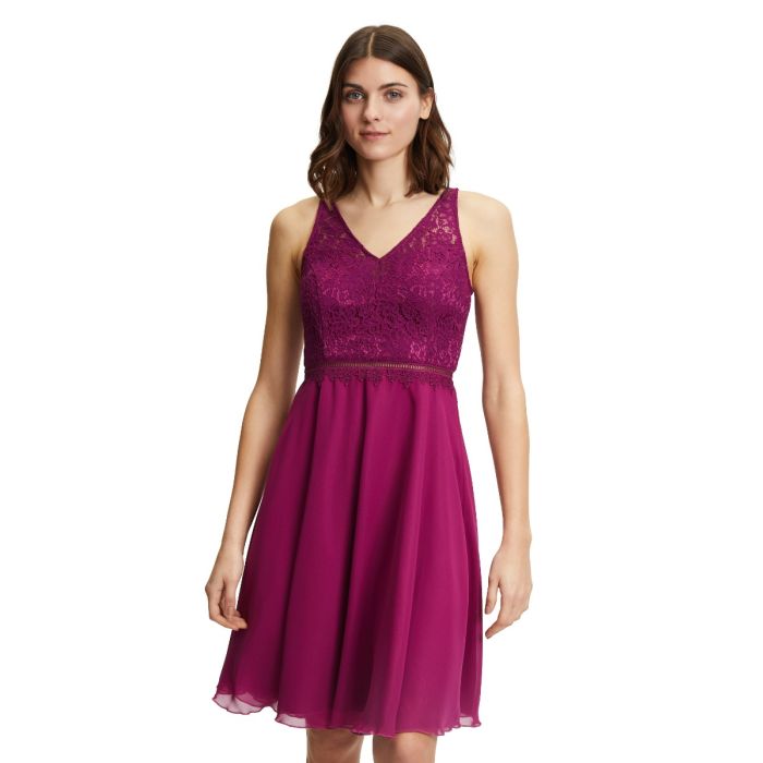 Festkleid mit Chiffonrock, purple
