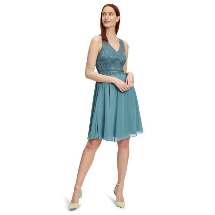 Festkleid mit Chiffonrock, eucalyptus