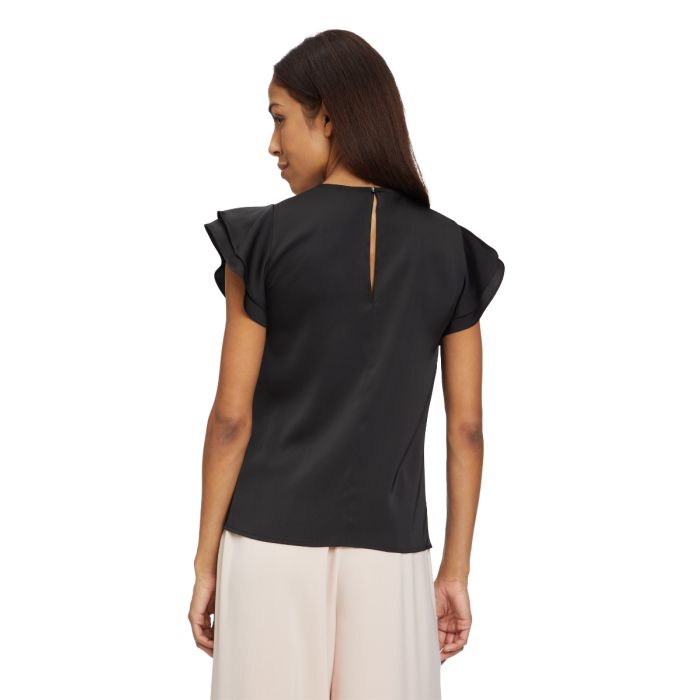 Da-Bluse mit Volantarm, jet black
