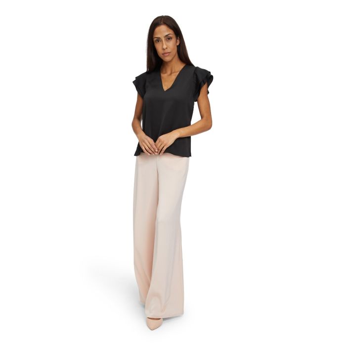 Da-Bluse mit Volantarm, jet black