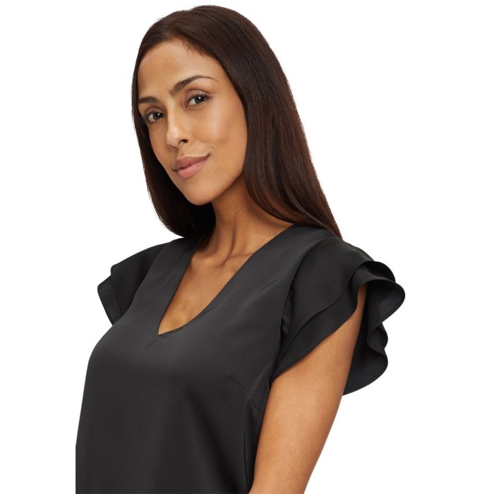 Da-Bluse mit Volantarm, jet black