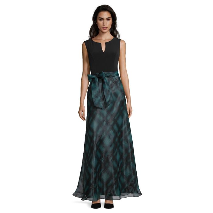Abendkleid mit Organzarock, black/green