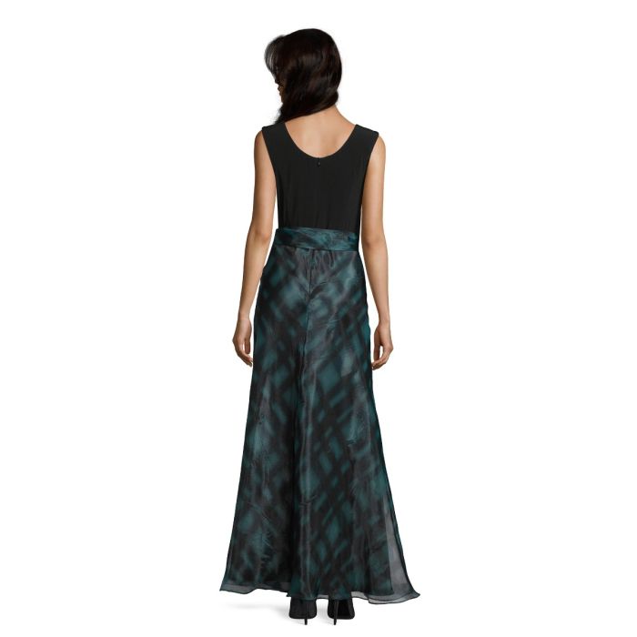 Abendkleid mit Organzarock, black/green