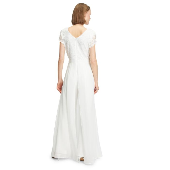 Overall mit Spitzenoberteil, ivory white