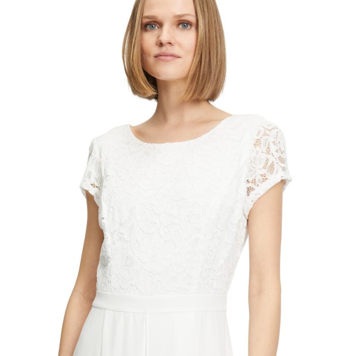 Overall mit Spitzenoberteil, ivory white