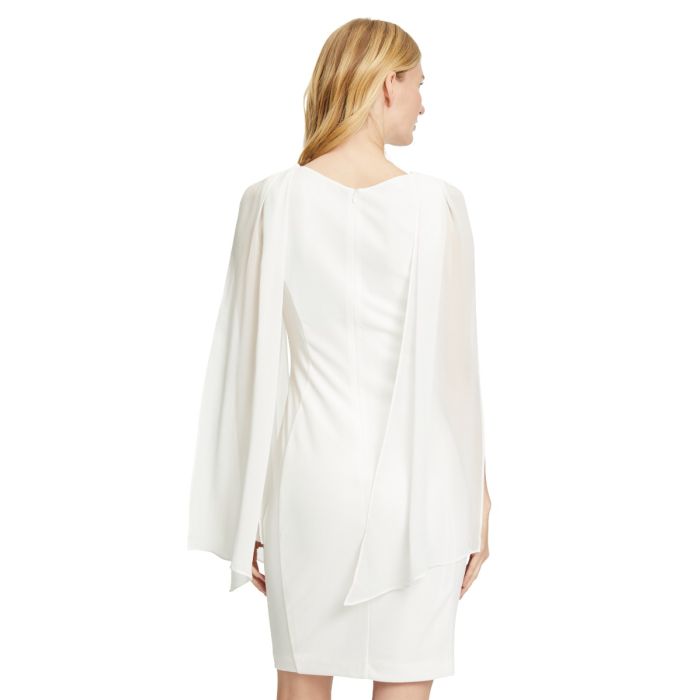 Etuikleid mit Chiffonärmel, ivory white