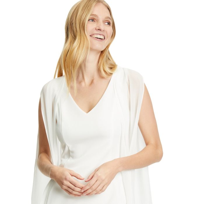 Etuikleid mit Chiffonärmel, ivory white