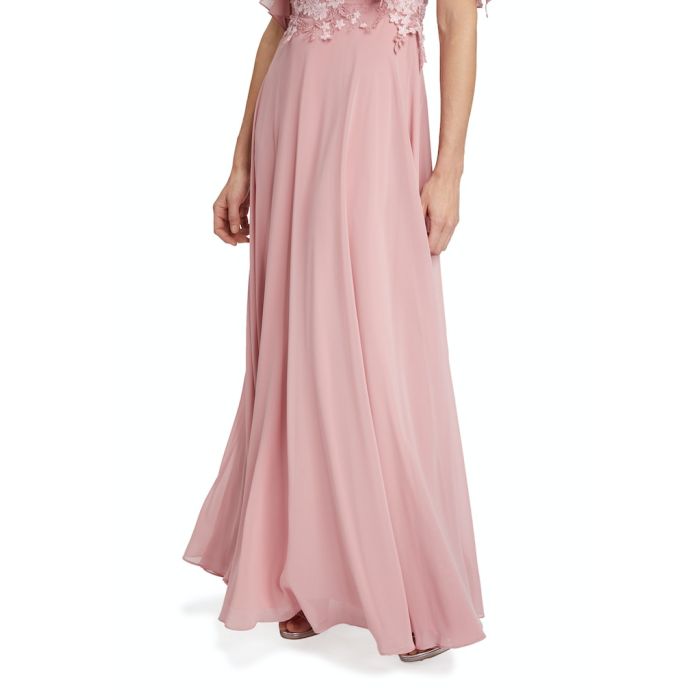 Abendkleid mit Volant am Arm, rose