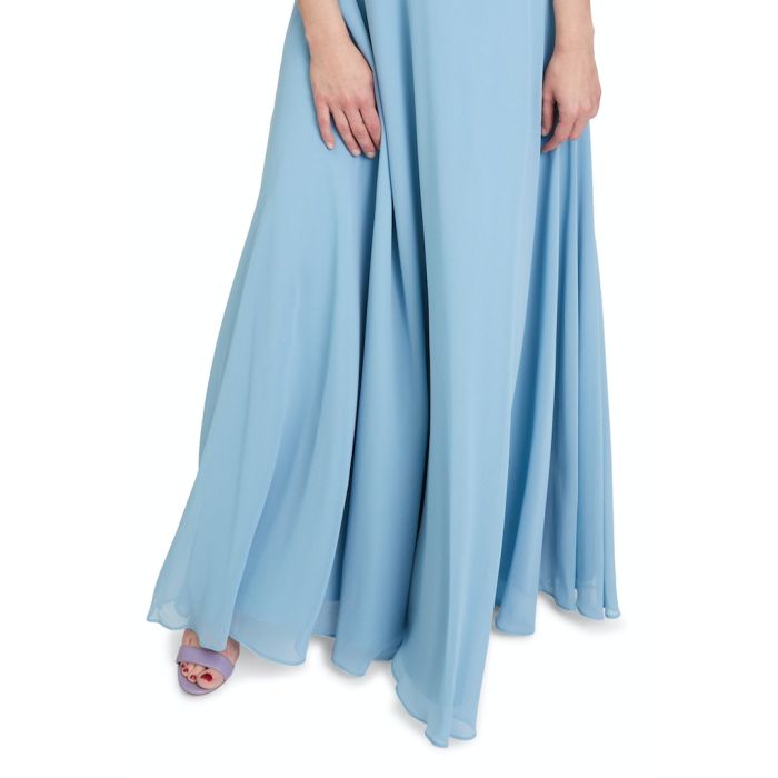 Abendkleid mit Perlengürtel, light sky