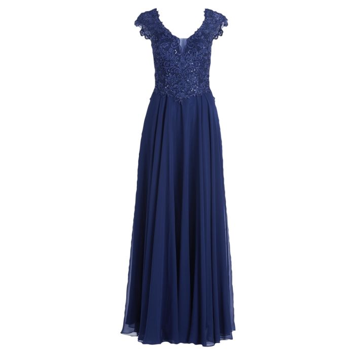 Abendkleid mit Spitze, festival blue