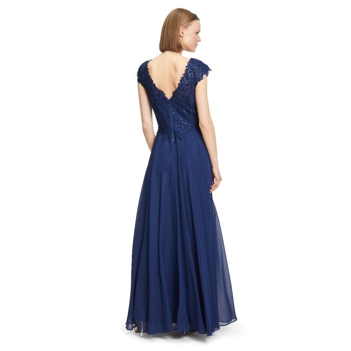 Abendkleid mit Spitze, festival blue