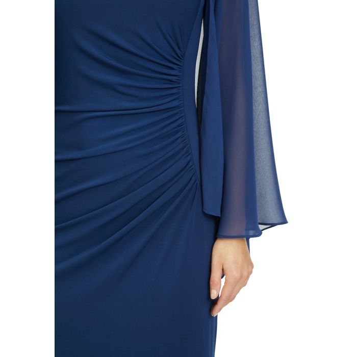 Jerseykleid mit Chiffonärmel, festival blue